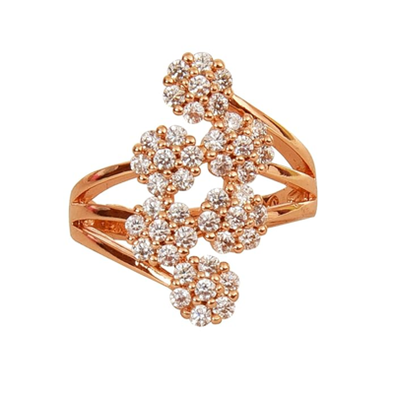 Rose Gold Plated Elegant American Diamond Studded Sparkling Adjustable Finger Ring