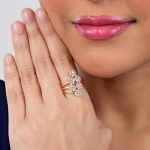 Rose Gold Plated Elegant American Diamond Studded Sparkling Adjustable Finger Ring